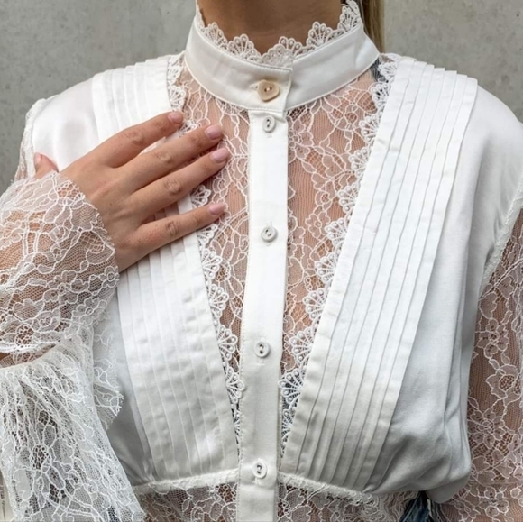 AJE Veil Ruffled Lace Shirt 14 - Picture 6 of 11